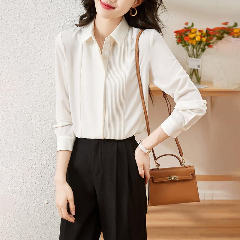 Chiffon Blouse for Women Long-sleeved Spring Clothes Updated Style Design Temperament Top Base Blouse