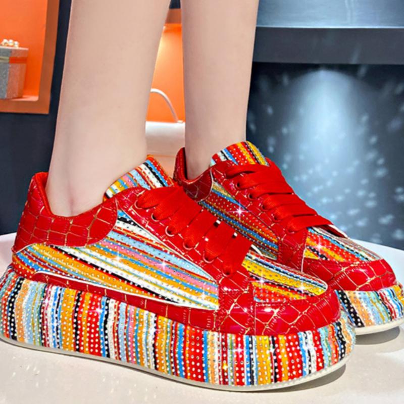 Colorful Starry Sky Rhinestone Sports Shoes for Women Thick Sole Mesh Comfortable Breathable Sports Shoes