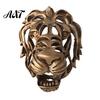 Retro Bronze Home Wall Ornament Lion Sculpture, Resin Decorative Art, 3D Animal Head Sculpture for Living Room Figurine, Hollow Hanging Pendant Indoor