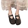 Mary Jane Shoes New Retro Shallow Mouth One Word Versatile Flat Bottom Soft Sole Single Shoes Gentle Women's Sandals