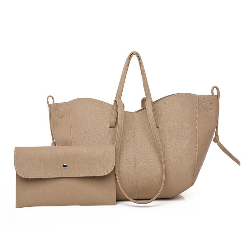 Fashi 2-in-1 Leder-Tragetaschen-Set für Damen, Große Schultertasche mit Litschi-Muster und passender Tasche für Arbeit, Einkaufen & Reisen