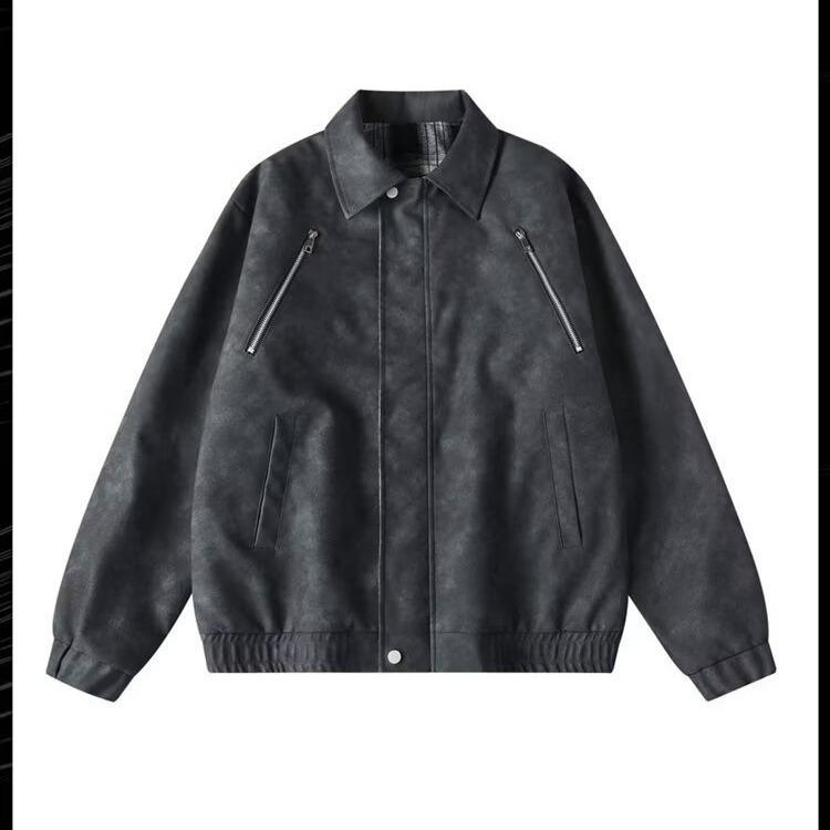American Retro Leather Lapel Jacket 2026: Double-Sided, Loose, Versatile, Trendy Spring/Autumn Coat