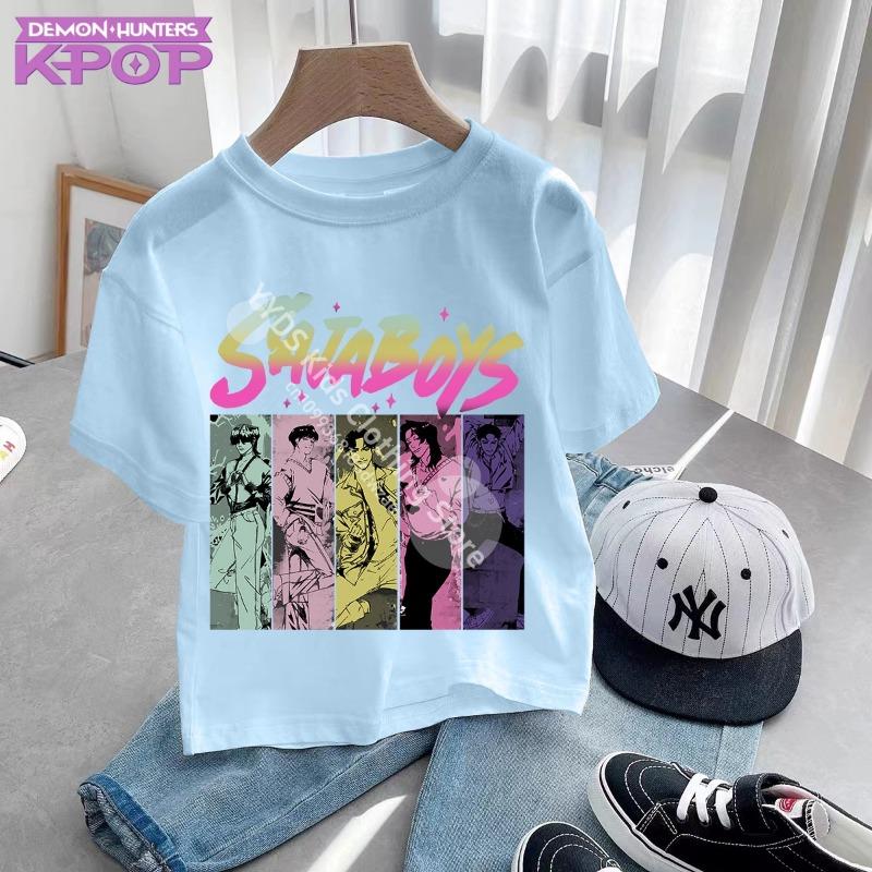 Cute Cartoon Saja Boys T-shirts Boys Girls Short Sleeve T-shirt Tops Anime Kpop Demon Hunters T Shirt Gifts Children's Clothing
