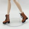 1/12 Doll Fashion High Ankle Boots 1 Pair Lace Up Side Zipper Thick Sole Mini Shoes for Doll Dress Up DIY Projects