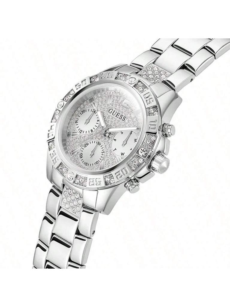 Guess Women's Analogue Quartz 40mm Watch with Silver Stainless Steel Case,Silver Multi Dial Stainless Steel Strap 50m Waterproof -GW0771L1