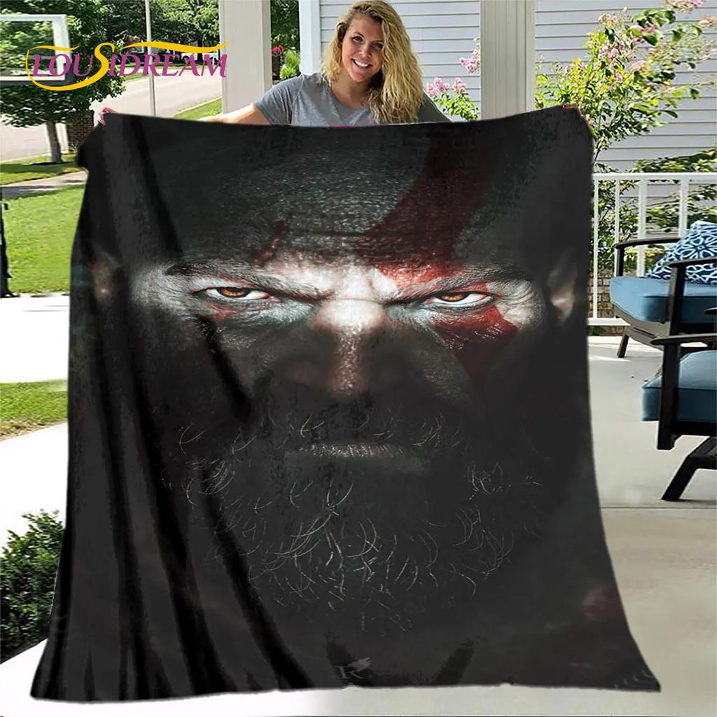 God of War Spiel Spieler Weiche Plüschdecke, Flanelldecke Überwurfdecke für Wohnzimmer Schlafzimmer Bett Sofa Picknick Abdeckung Bettdecke