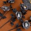 Realistic Spooky Decorations Halloween Eyeball Flower Stem, Artificial Rose Floral Pick with Eyeball, Durable Gothic Black Branches for Vase,