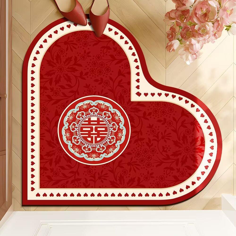 

Коврик для входной двери свадебного фестиваля, коврик специальной формы для входной двери, коврик для входной двери красного цвета, практичный, устойчивый к грязи 60*60