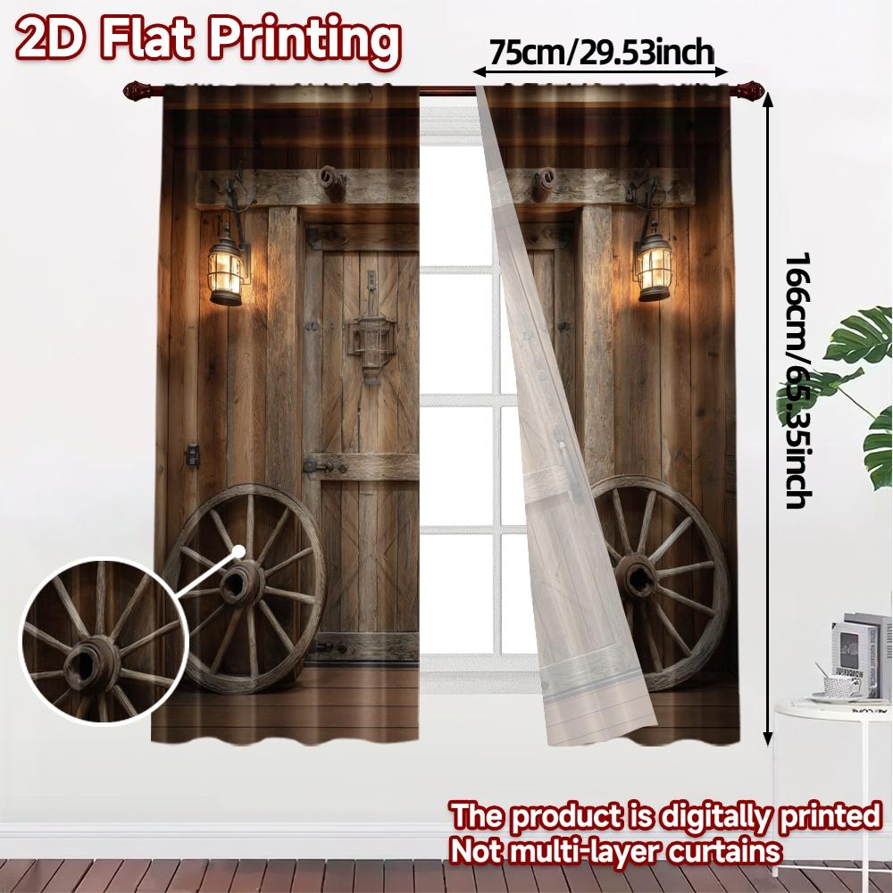 2 Stück, 2D-FLACHDRUCK Vorhänge (Ohne Stange) Rustikaler Eingangsbereich Chic Chic Vorhang Vielseitige Polyestervorhänge Dekorationen Für