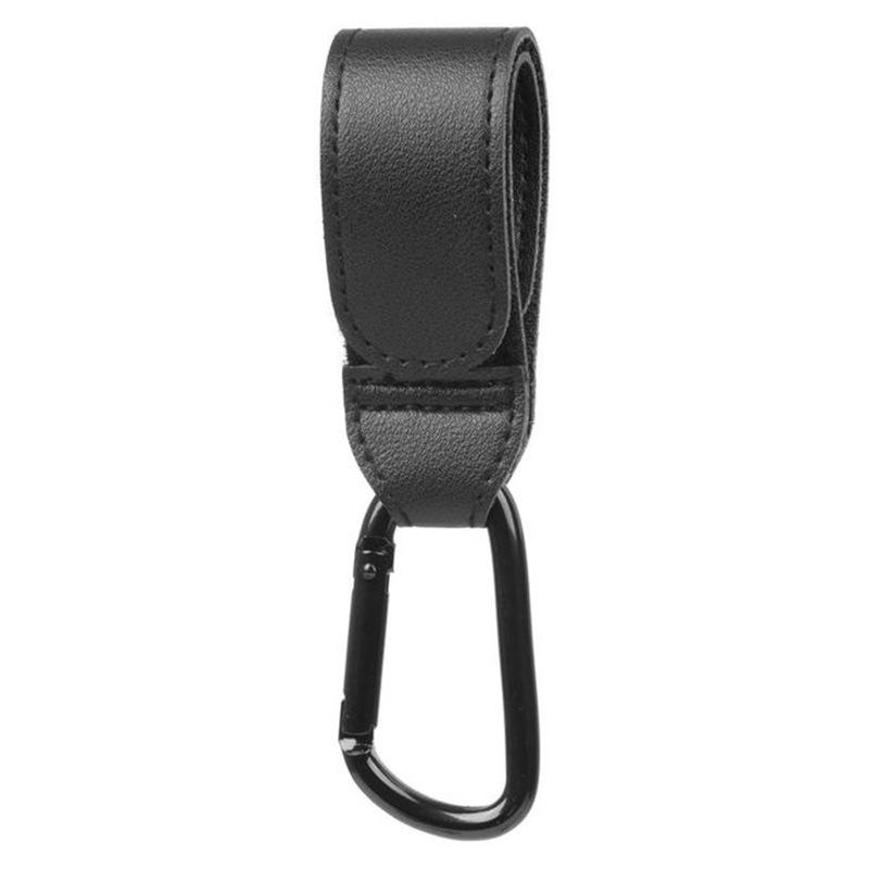 PU Leather Baby Stroller Hook with Velcro Carabiner and Child Seat Handle