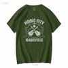 Nashville Music City T Shirt Country Cowgirl Long Or Short Sleeves Vintage Washed Top For Everyday Wear Comfortable Breathable