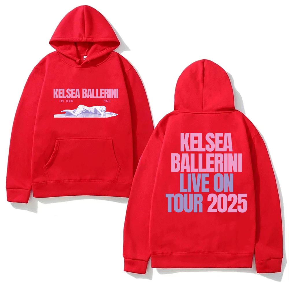

KELSEA BALLERINI LIVE ON TOUR HOODIE Kelsea Ballerini High Quality Print Harajuku Sweatshirt with Hooded Fleece Comfortable Hoody XXXL красный