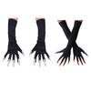 1 Pair Halloween Paw Gloves Long Black Gloves with Scary Long Nails Soft Comfortable Cosplay Festival Funny Ghost Gloves