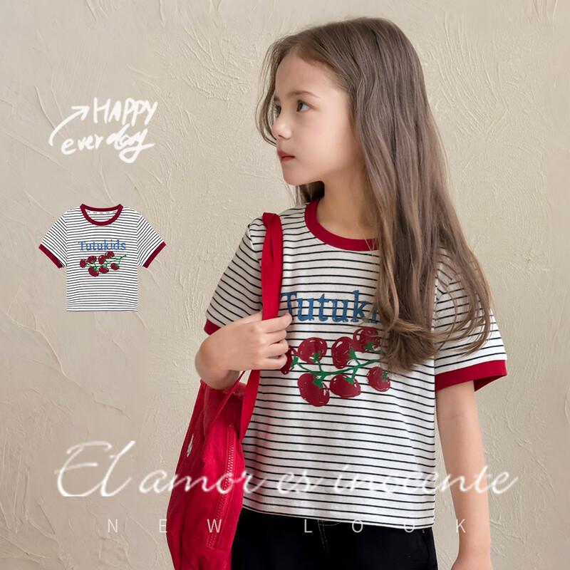 Tutu Xiaoxiang Girls' Short Sleeve Cotton T-Shirt