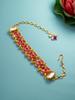 Gold-Plated Pink Stone-Studded & Beaded Handcrafted Bracelet