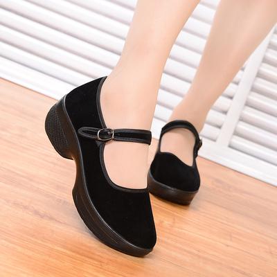Dance Shoes High Heel Black Generation Classic Vintage Cloth Shoes Waiter Shoes
