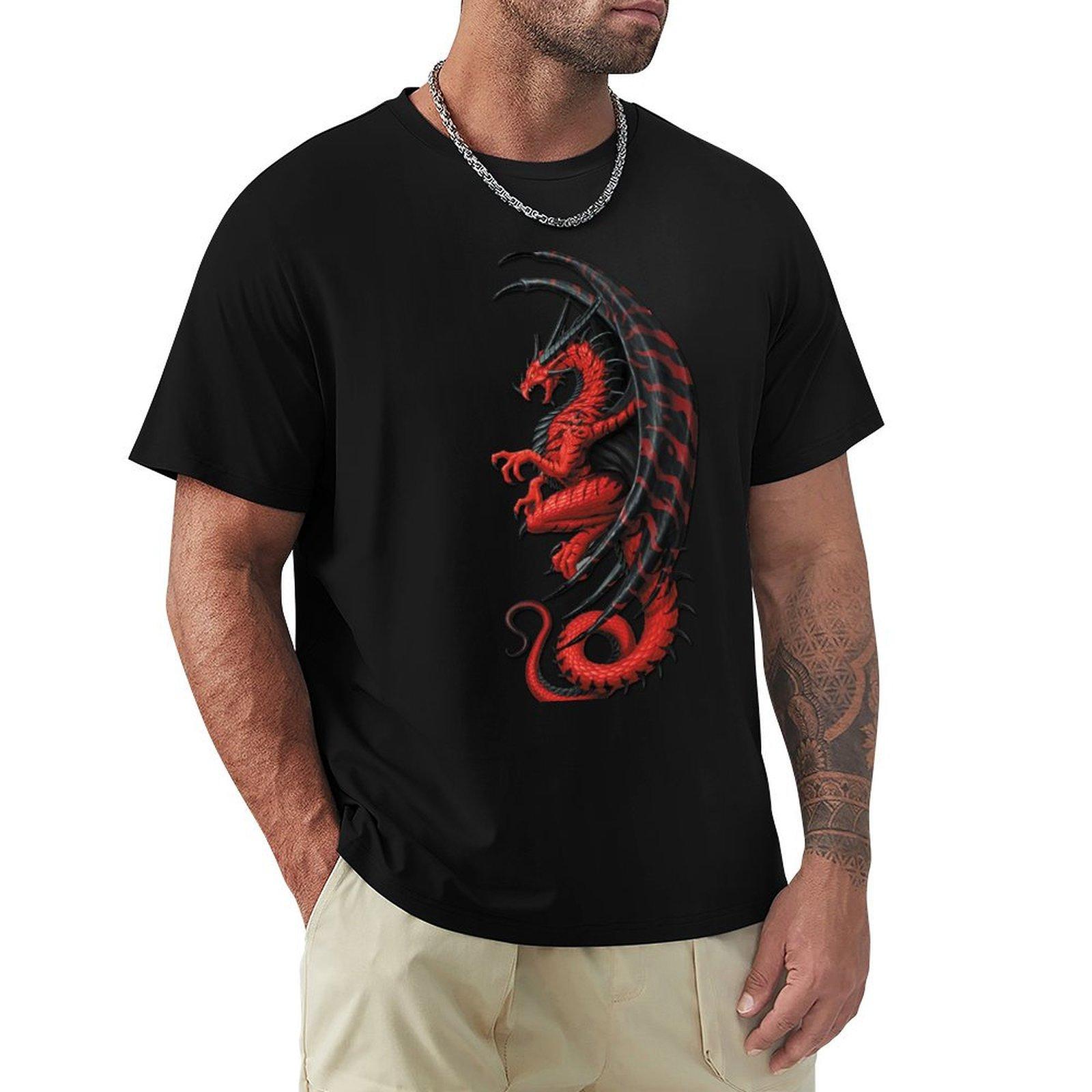

Dragon Legendary Creature For Fantasy Lover T-Shirt Plain Heavyweights Graphic Tee Shirt Men Tshirt 4XL зелений