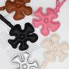 Vibrant Cartoon Style Leather Keyring Five Petal Flower Decoration Practical Key Ring Accessory Gift For Women