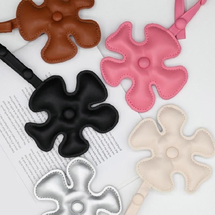 Vibrant Cartoon Style Leather Keyring Five Petal Flower Decoration Practical Key Ring Accessory Gift For Women