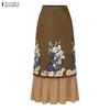 ZANZEA Women Casual Back Elastic Waist Patchwork Floral Skirts