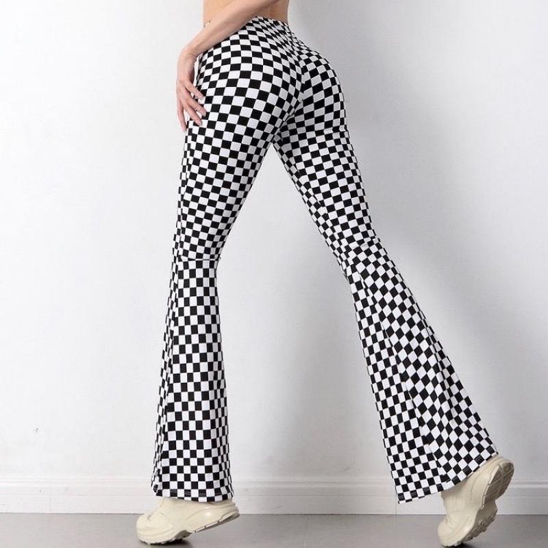 Retro Plaid High-Waisted Plus Size Elastic Wide-Leg Body Shaping Pants