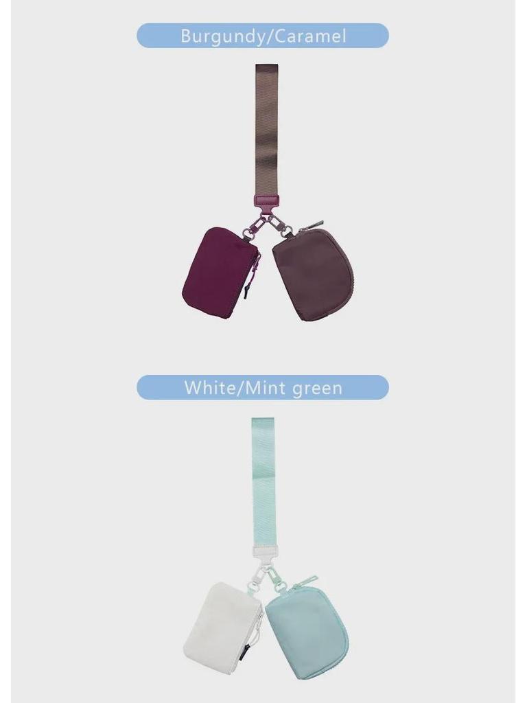 Lulu Multifunctional Waterproof Nylon Wrist Bag: Stylish Double-Pocket Coin, Card Purse & Key Chain.