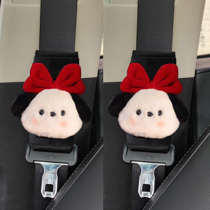 Cute Cartoon Bow Dog Short Car Seatbelt Cover Safety Belt Harness Cushion Shoulder Strap Pad Perfect for Car, Truck, SUV
