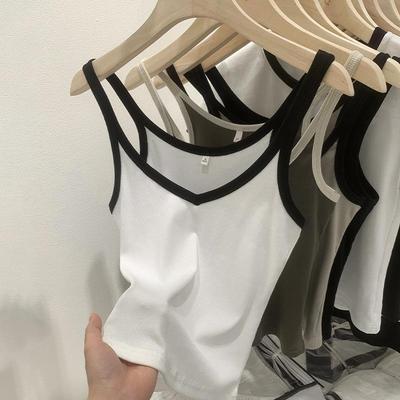 Summer Slim Fit V-Neck Color Block Camisole - Women's Sleeveless Hot Girl Style