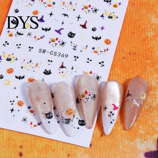 Self Adhesive Nail Decals Halloween Art Stickers, Cartoon Pumpkin Ghost Bat for Waterproof Stickers Decorations, Self-Adhesive Holiday Manicure Women