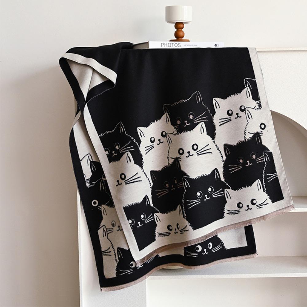 Cute Cat Imitation Cashmere Scarf Thick Warmth Winter Scarf Pashmina Scarf Autumn Winter