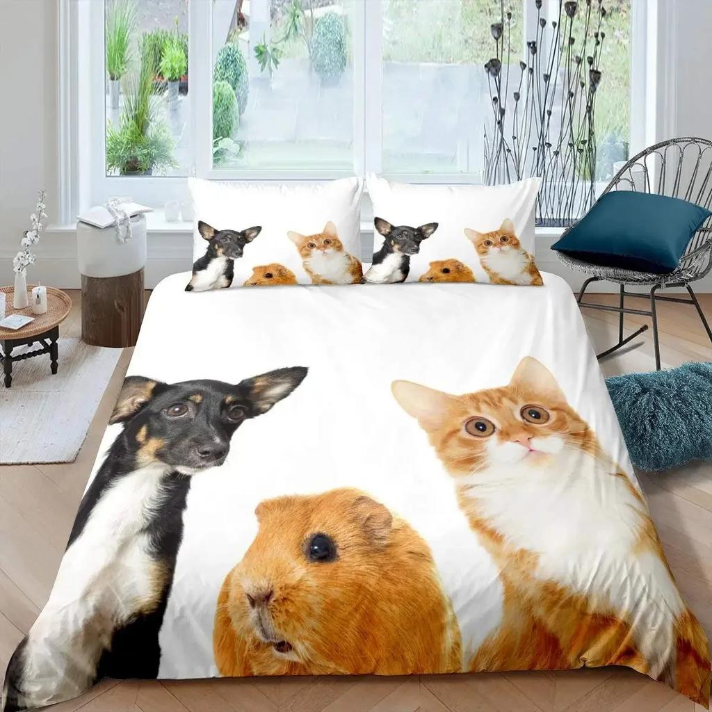 Guinea Pig Duvet Cover Set King Size Cute Guinea Pig Comforter Cover Rodent Breeds Bedspread Cover Animal Print Bedding Sets