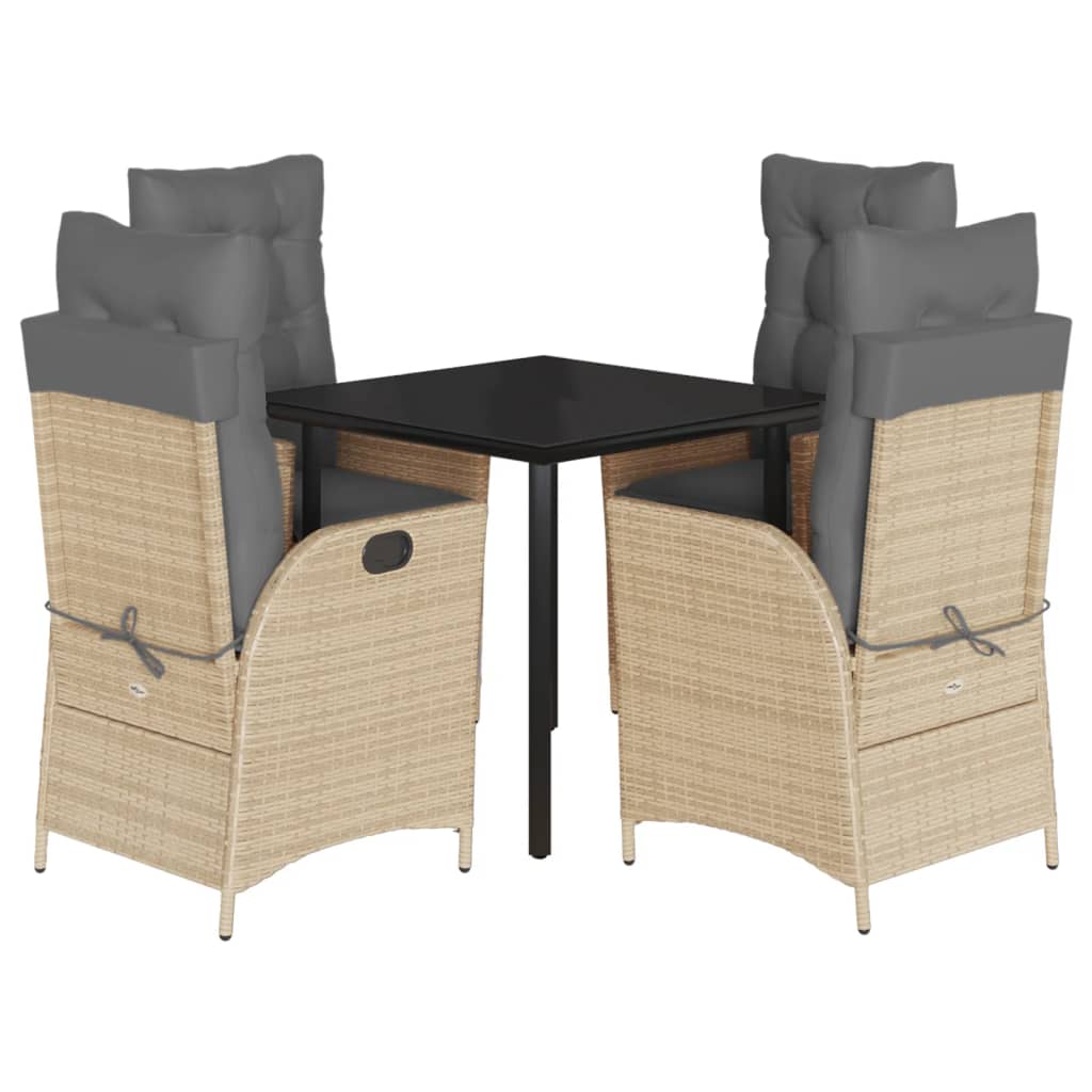 Vidaxl 5-Cz. Juego de Muebles de Jardín con Cojines, Beige, Ratán Sintético