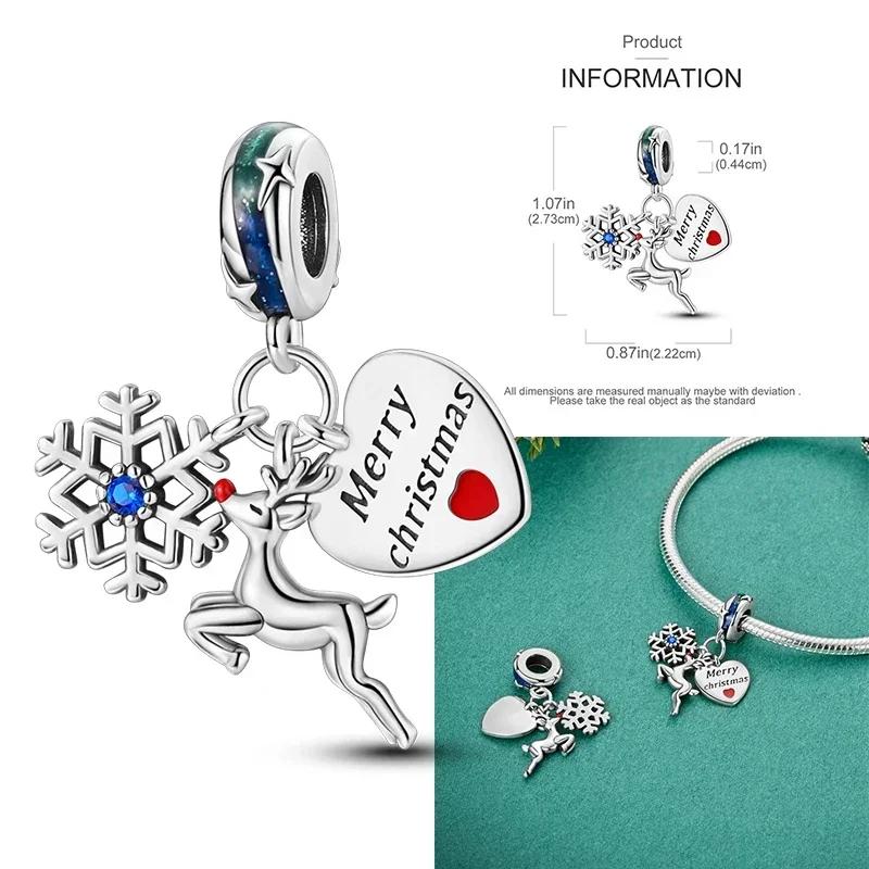 Christmas Charms Copper Christmas Tree Santa Claus Ice Boot Snowflake Pendant Beads Fit Bracelet Diy Jewelry