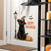 Retro Halloween Black Cat Wall Decal - Festival Elements Self-Adhesive Seamless Sticker