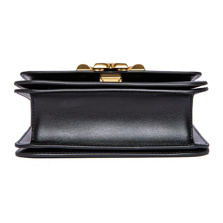 Tory Burch Eleanor 3D Brass Iconic Double T Logo Adjustable Metal Chain Strap Leather Small Square Crossbody Shoulder Bag Women Bags Black 73589-001