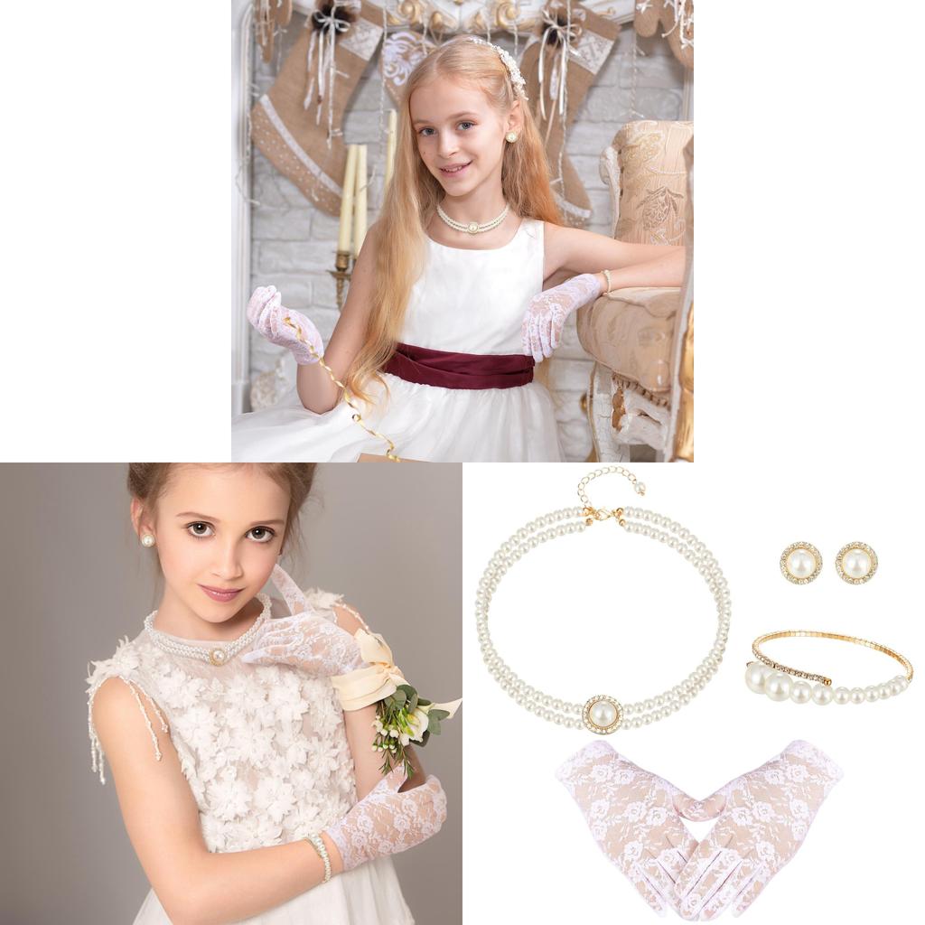 Vintage Style Jewelry Set With Pearl And Water Drop Pendant For Girls