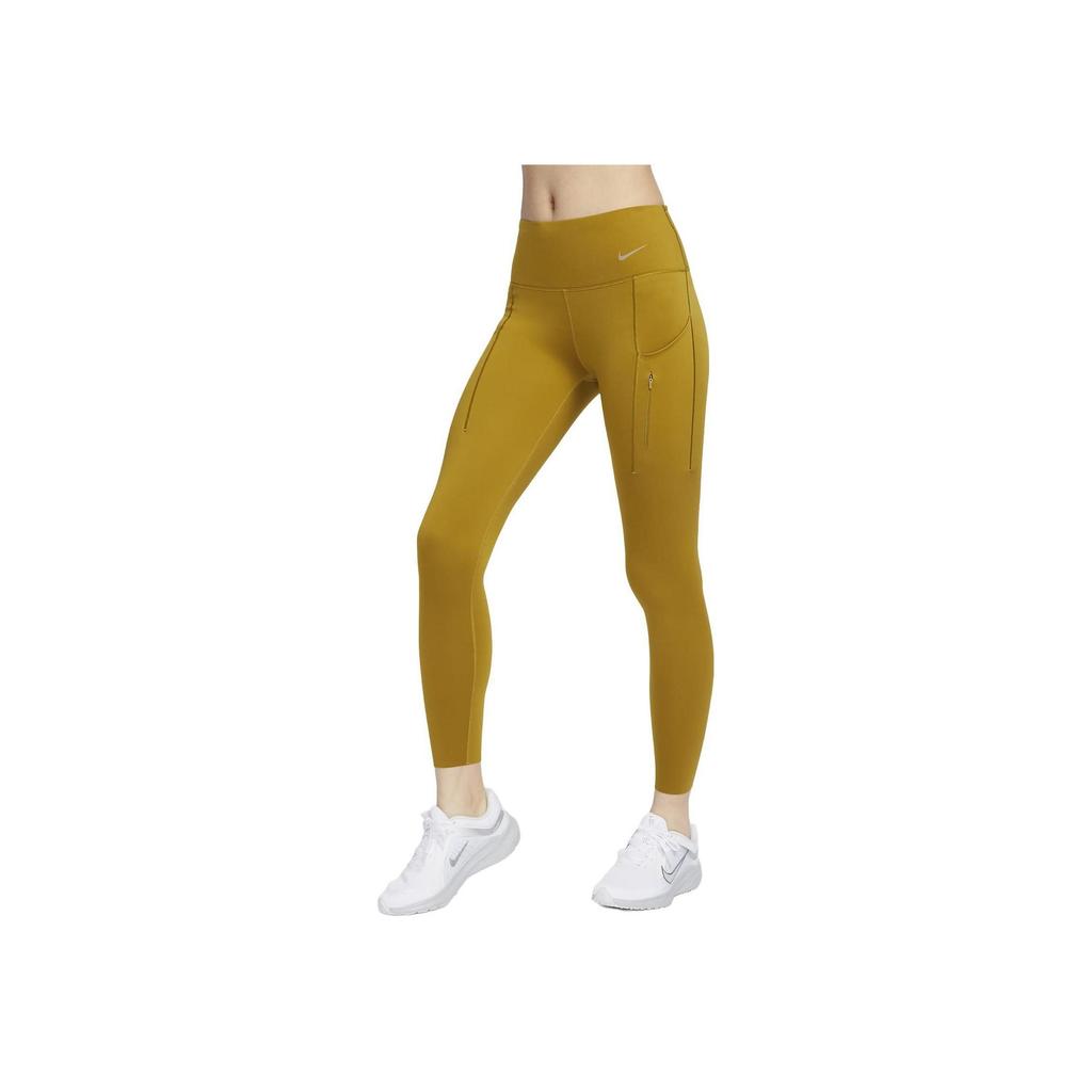 Nike Go Series Solid Color High-Intensity Quick-Dry Mid-Waist Pocket Cropped Leggings Women Bottoms Bronze DQ5695-716
