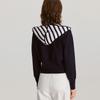 ELLE Striped Pattern Pullover Long Sleeve Sweater Women sweater Navy-Blue EM47070