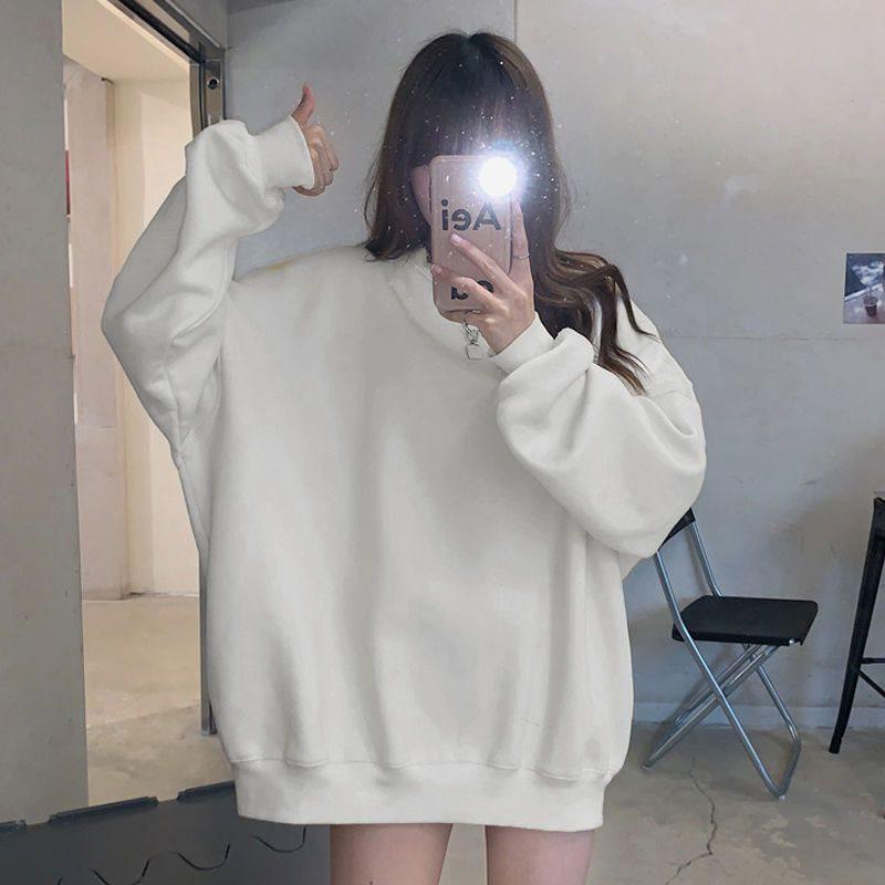 

Women s Blue Navy Collar High Waist Faux Two-Piece Sweatshirt for Spring & Autumn 2025 - Trendy Casual Long Sleeve Top 2XL