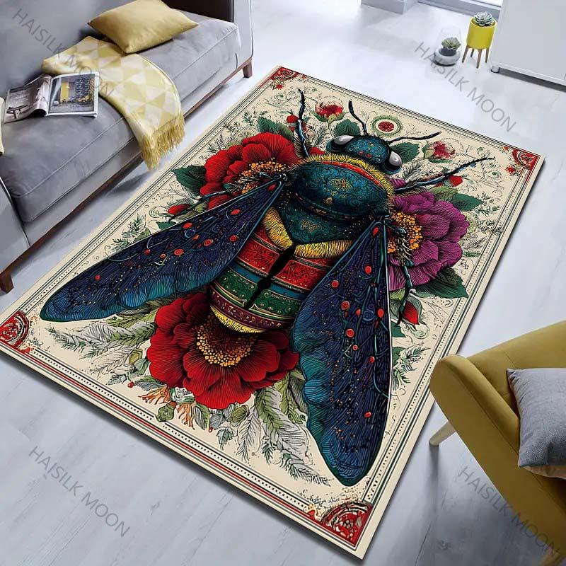 Multiple sizes Insect floral art design Carpet for Living Room Bedroom Sofa Home Decor Rus Non-slip Floor Mat Luxury Gift