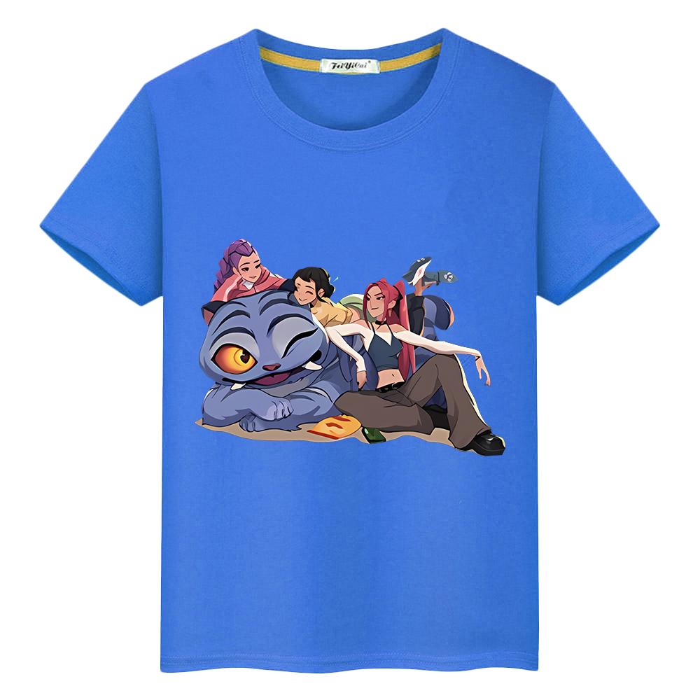 Tričko pro děti chlapec 10let kpop lovci démonů dětský potisk 100% bavlna roztomilá trička anime topy kawaii krátký y2k one piece dívčí oblečení