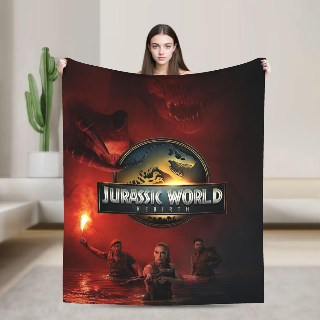 Jurassic Rebirth Spinosaurus Attack Världsplädar Dinosaurie Fleece Rolig Varm Pläd för Sängöverkast Höst/Vinter Utomhus