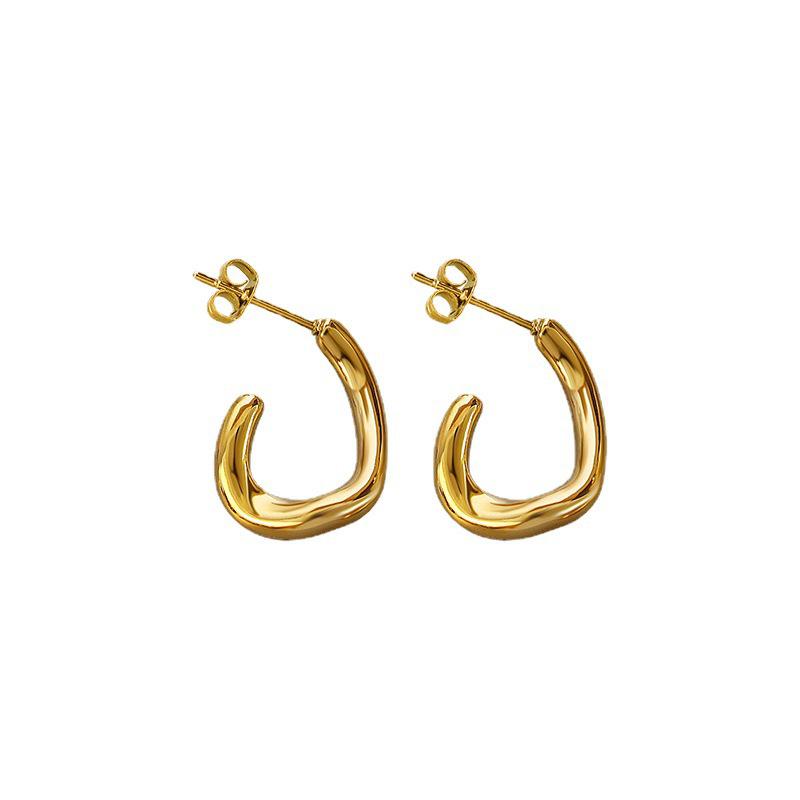 18K Gold-Plated Titanium Steel C-Shaped Slimming Earrings