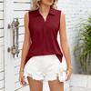 Camiseta tipo polo sin mangas para mujer, corte holgado, top sin mangas, blusa casual de verano, tela suave, diseño transpirable