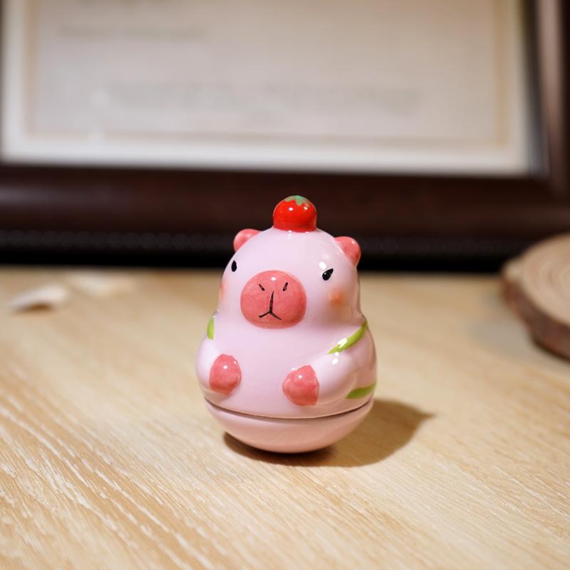Capybara Ceramic Tumbler Mini Cute Stress Relief Office Desk Decor розовый