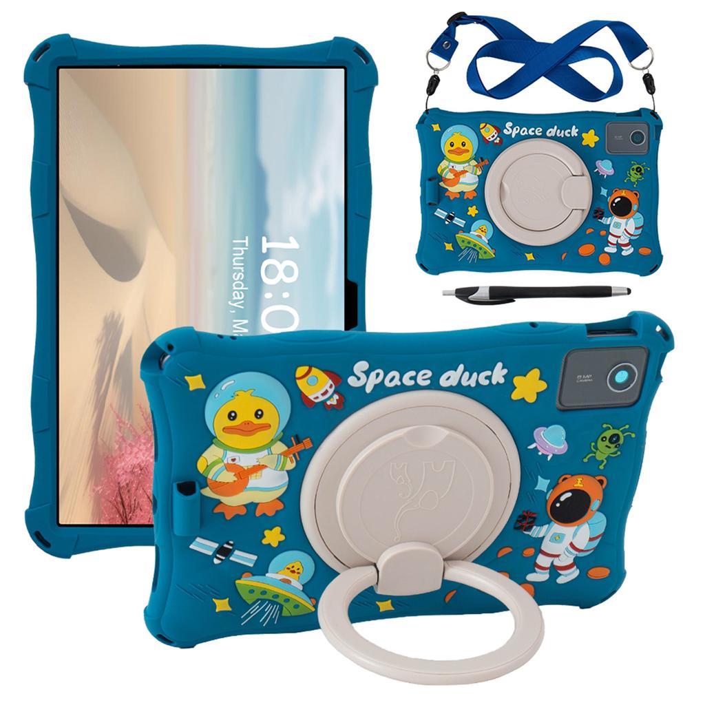 For Lenovo Tab M11 TB330FU/331FC/Xiaoxin Pad 11 2024 Case with Shoulder Strap Kickstand Cartoon Silicone Cover