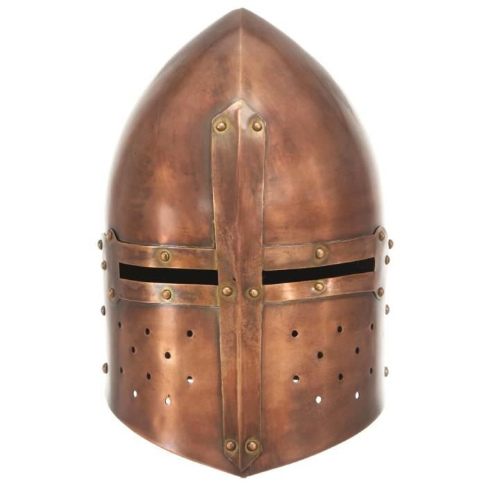 VidaXL Antique Medieval Knight Helmet for LARP Copper Steel