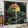 Moon and Snake Curtain for Home Decor - Rod Pocket Window Treatment for Bedroom   Kitchen   Living Room