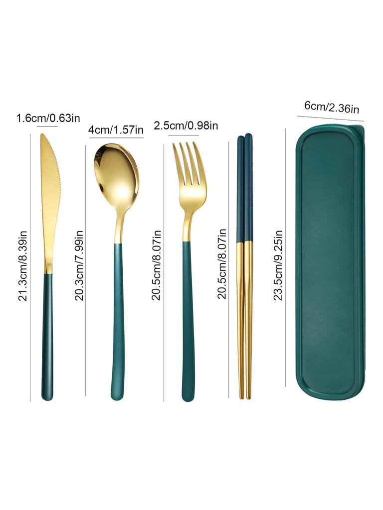 4-piece Cutlery Set Knife Fork Spoon Chopsticks Box Cutlery Portable Cutlery Travel Cutlery with Box