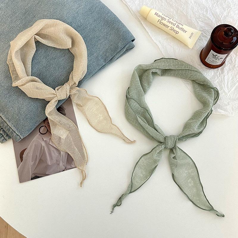 Silk scarf new fashion thin breathable small scarf scarf temperament versatile neck protection scarf rhombus silk scarf waist